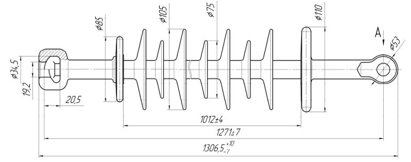 Изолятор линейный подвесной стержневой полимерный ЛКЦ 120-110-5 (VII)-01