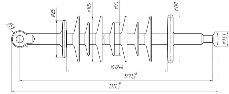 Изолятор линейный подвесной стержневой полимерный ЛКЦ 120-110-5 (VII)-03