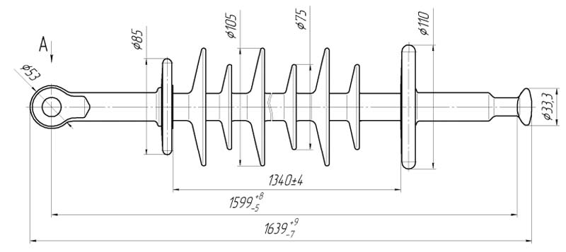 Изолятор линейный подвесной стержневой полимерный ЛКЦ 120-150-5-01