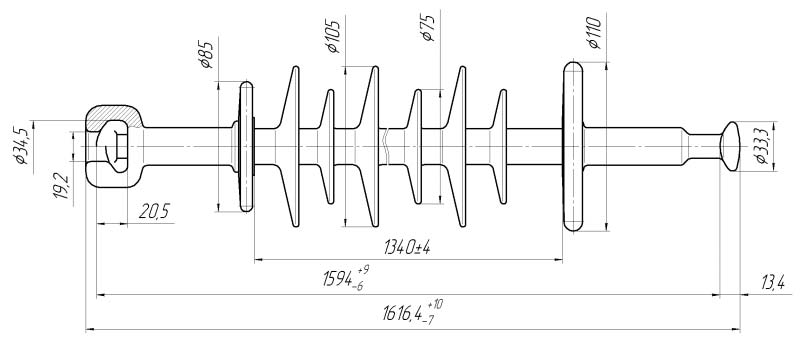 Изолятор линейный подвесной стержневой полимерный ЛКЦ 120-150-5