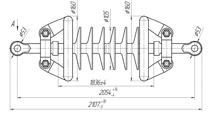 Изолятор линейный подвесной стержневой полимерный ЛКЦ 120-220-2-02