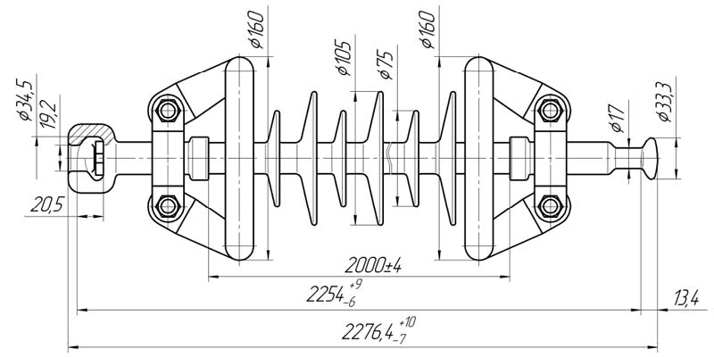 Изолятор линейный подвесной стержневой полимерный ЛКЦ 120-220-5