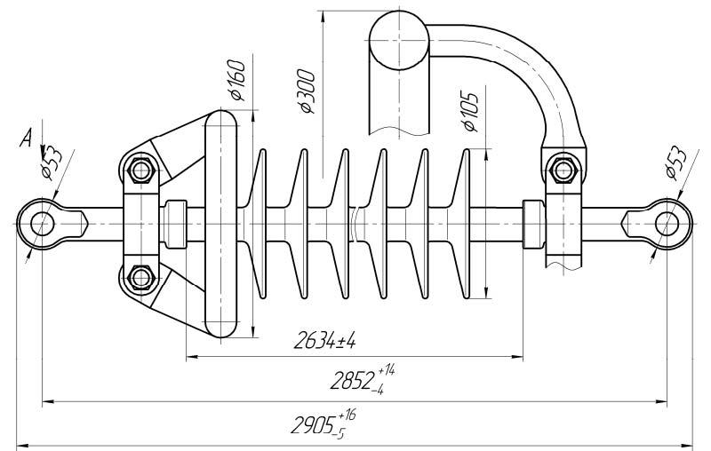 Изолятор линейный подвесной стержневой полимерный ЛКЦ 120-330-2-02