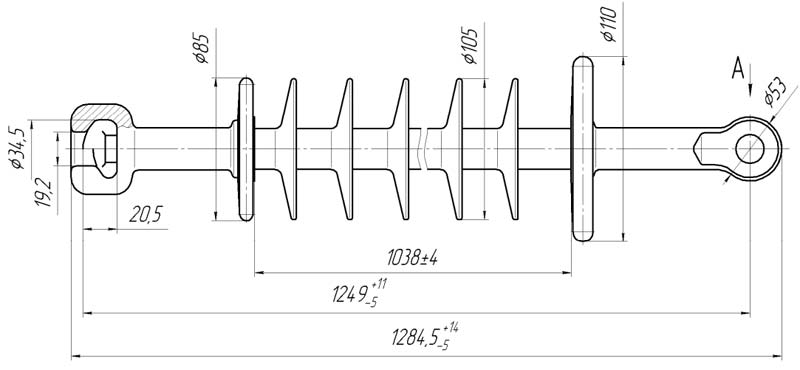 Изолятор линейный подвесной стержневой полимерный ЛКЦ 70-110-2-01