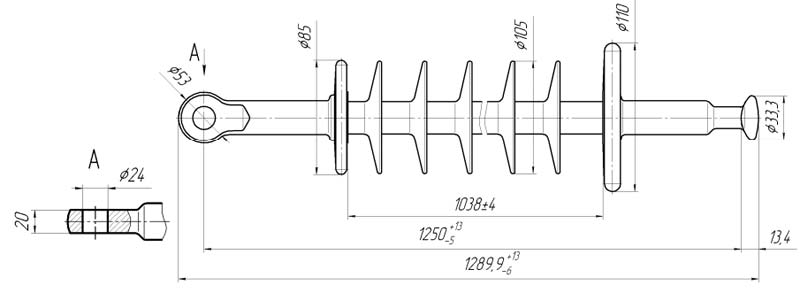 Изолятор линейный подвесной стержневой полимерный ЛКЦ 70-110-2-03