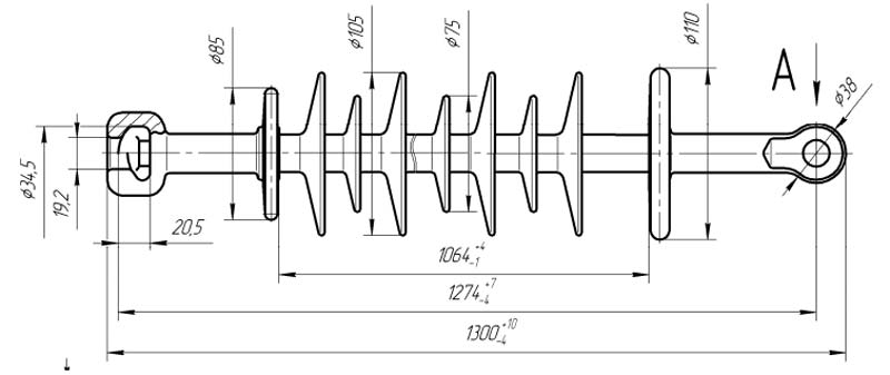Изолятор линейный подвесной стержневой полимерный ЛКЦ 70-110-5 (VII)-01