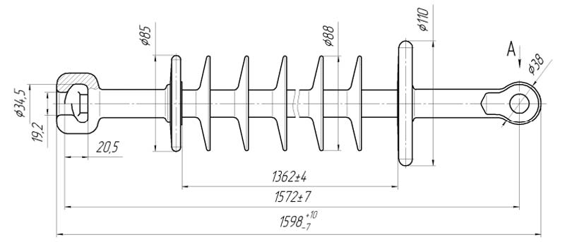 Изолятор линейный подвесной стержневой полимерный ЛКЦ 70-150-2-01