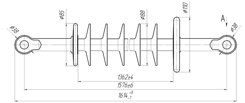 Изолятор линейный подвесной стержневой полимерный ЛКЦ 70-150-2-02