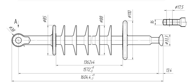 Изолятор линейный подвесной стержневой полимерный ЛКЦ 70-150-2-03