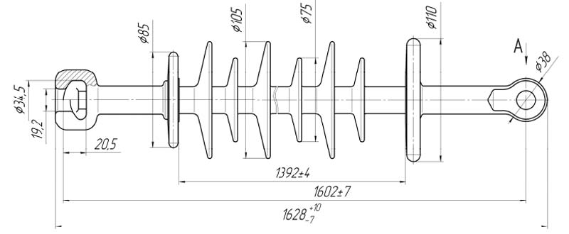 Изолятор линейный подвесной стержневой полимерный ЛКЦ 70-150-5-01