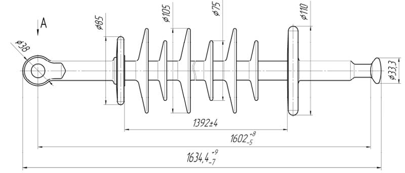 Изолятор линейный подвесной стержневой полимерный ЛКЦ 70-150-5-03