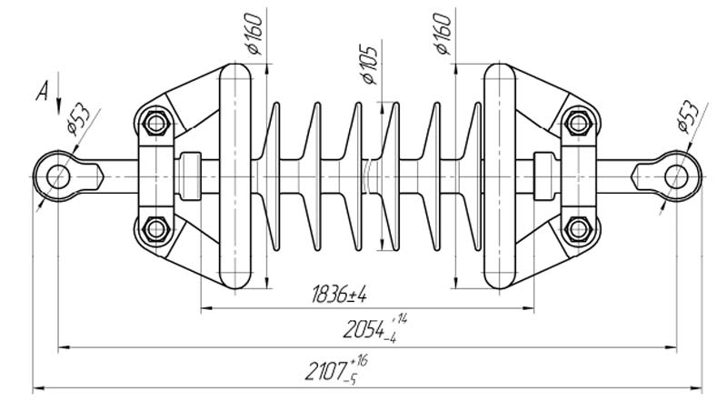 Изолятор линейный подвесной стержневой полимерный ЛКЦ 70-220-2-02