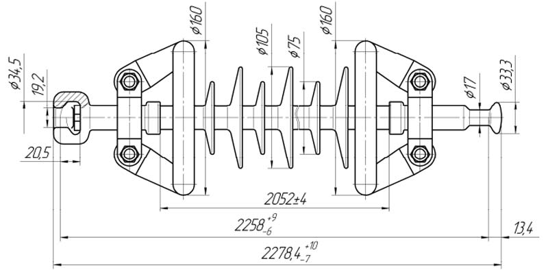 Изолятор линейный подвесной стержневой полимерный ЛКЦ 70-220-5