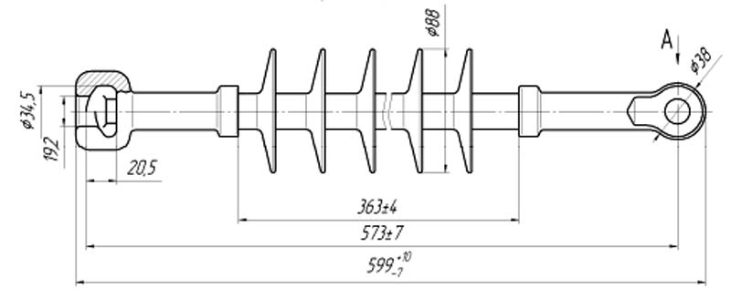 Изолятор линейный подвесной стержневой полимерный ЛКЦ 70-35-2-01