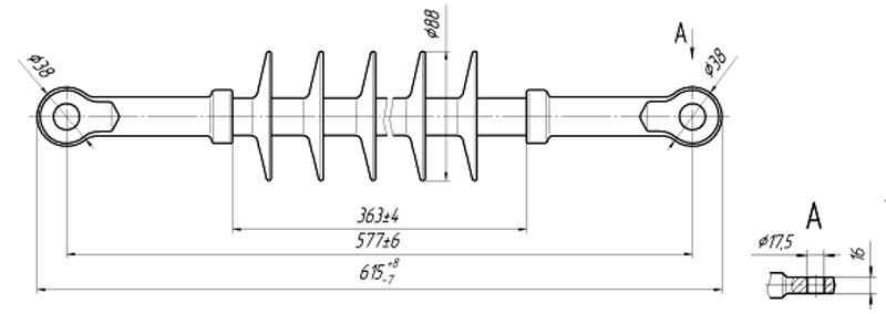 Изолятор линейный подвесной стержневой полимерный ЛКЦ 70-35-2-02