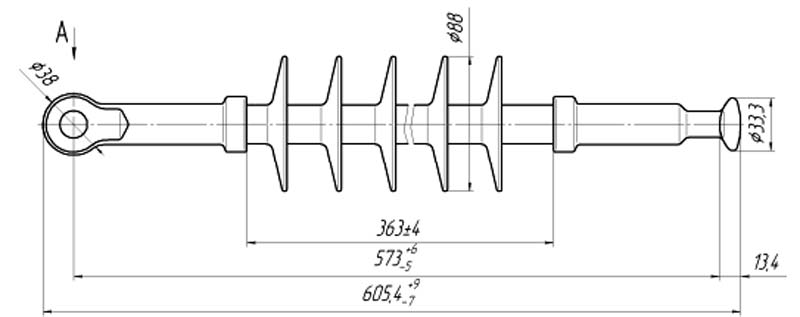 Изолятор линейный подвесной стержневой полимерный ЛКЦ 70-35-2-03