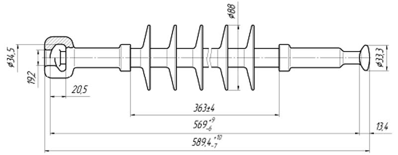 Изолятор линейный подвесной стержневой полимерный ЛКЦ 70-35-2