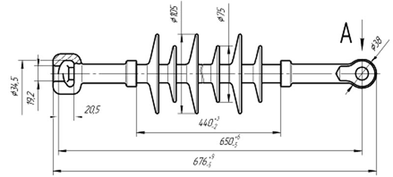 Изолятор линейный подвесной стержневой полимерный ЛКЦ 70-35-5 (VII)-01