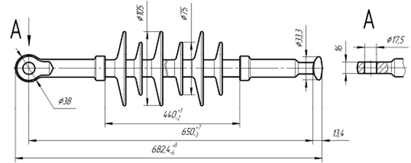Изолятор линейный подвесной стержневой полимерный ЛКЦ 70-35-5 (VII)-03