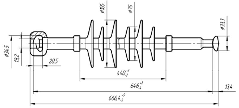 Изолятор линейный подвесной стержневой полимерный ЛКЦ 70-35-5 (VII)